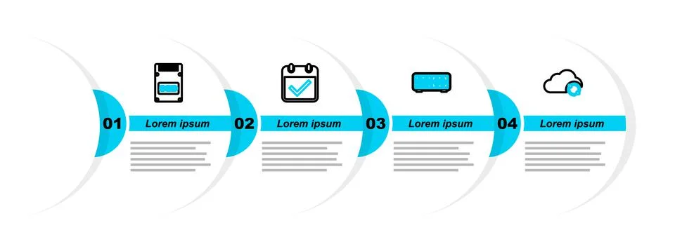 Set line Cloud sync refresh, Retro flip clock, Calendar with check mark and SSD Illustrazione stock