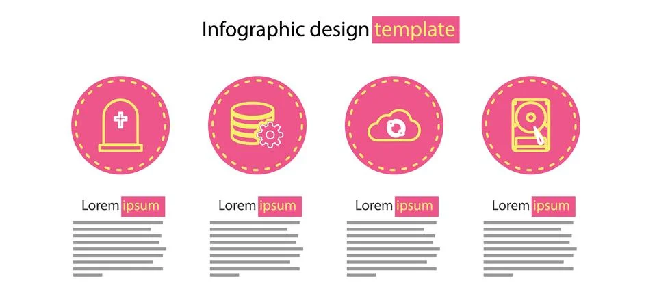Set line Cloud sync refresh, Hard disk drive HDD, Setting database server and Stock Illustration