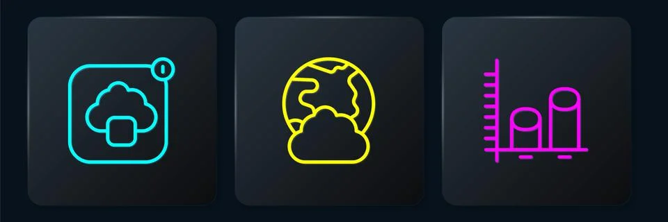 Set line Cloud technology data transfer, Data analysis and Social network. Black 스톡 일러스트