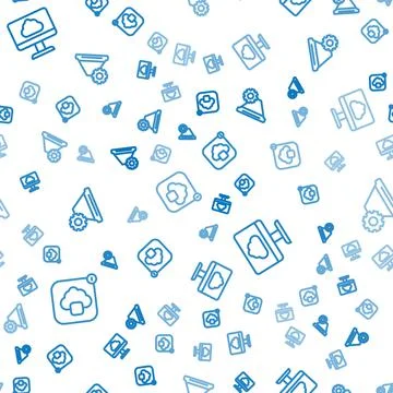 Set line Cloud technology data transfer, and Filter setting on seamless pattern Stock Illustration