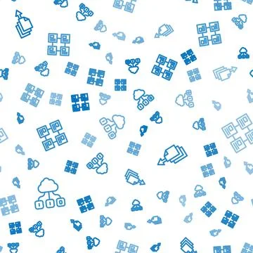 Set line Cloud technology data transfer, Data export and Hierarchy organogram Illustrazione stock