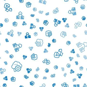 Set line Cloud technology data transfer, hacking and on seamless pattern. Vector Stockillustratie