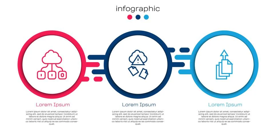 Set line Cloud technology data transfer, hacking and Data export. Business Stock Illustration