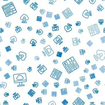 Set line Cloud technology data transfer, Search engine and computing lock on Illustrazione stock