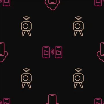 Set line Cloud technology data, Web camera and Data transfer and storage on イラスト素材