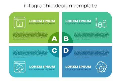 Set line Cloud technology data transfer, File missing, and Data analysis Illustrazione stock