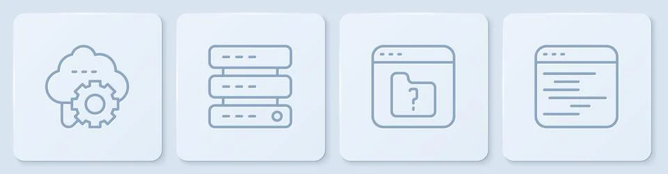 Set line Cloud technology data transfer, File missing, Server, Data, Web Hosting 스톡 일러스트