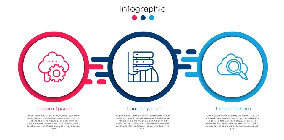 Set line Cloud technology data transfer, Server, Data, Web Hosting and Search Stock Illustration