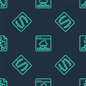 Set line Cloud technology data transfer, Programming language syntax and Illustrazione stock