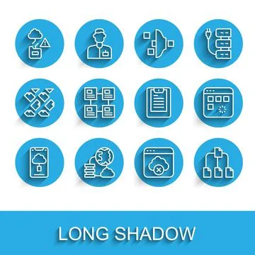 Set line Cloud technology data transfer, Network cloud connection, Failed access Illustrazione stock