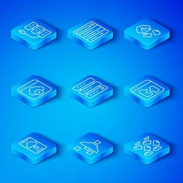 Set line Cloud technology data transfer, Server, Data, Web Hosting, Filter 스톡 일러스트