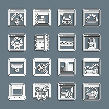 Set line Cloud technology data transfer, Financial growth increase, Secure your Stock-Illustration