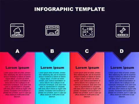 Set line Cloud technology data transfer, Keyboard, Software and Loading window Illustrazione stock