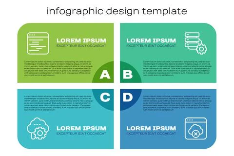 Set line Cloud technology data transfer, Software, Failed access cloud storage Stock Illustration