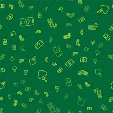 Set line Cloud technology data, Network cloud connection and Mobile with wi-fi Stock Illustration