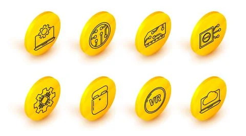 Set line Cloud technology data transfer and storage, Virtual reality, Air 스톡 일러스트