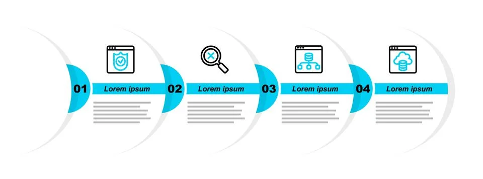 Set line Cloud technology data transfer, Server, Data, Magnifying glass and イラスト素材