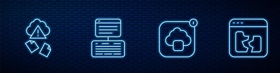 Set line Cloud technology data transfer, hacking, Server, Data, Web Hosting.. 스톡 일러스트