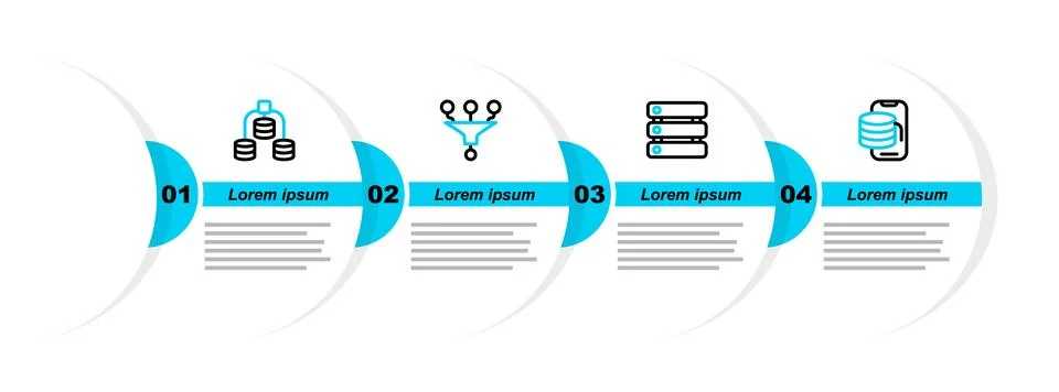Set line Cloud technology data transfer, Server, Data, Funnel or filter and.. 스톡 일러스트