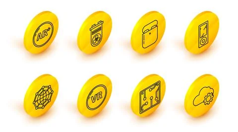 Set line Cloud technology data transfer and storage, Processor, Virtual rea.. 스톡 일러스트