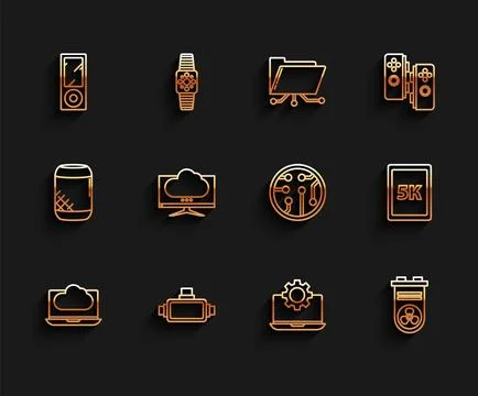 Set line Cloud technology data transfer and storage Virtual reality glasses M Stock Illustration