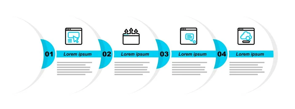 Set line Cloud technology data transfer, New chat messages notification, Br.. イラスト素材