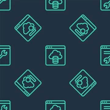 Set line Cloud technology data transfer,  and Browser setting on seamless p.. 스톡 일러스트