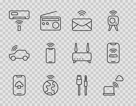 Set line Cloud technology data, Network cloud connection, Mail and e-mail, .. Stock Illustration