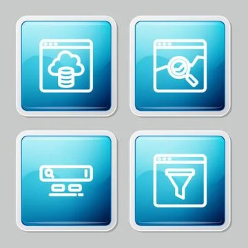 Set line Cloud technology data transfer, Website with stocks market, Search.. 스톡 일러스트