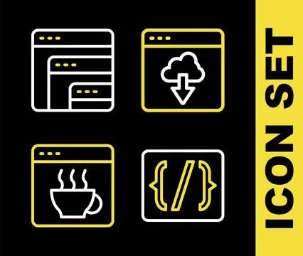 Set line Cloud technology data transfer, Programming language syntax, Softw.. Stock Illustration