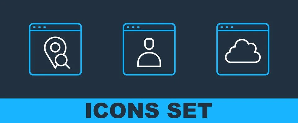 Set line Cloud technology data transfer, Infographic of city map and Create.. Illustrazione stock