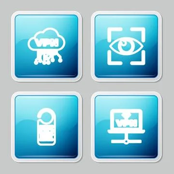 Set line Cloud VPN interface, Eye scan, Please do not disturb and Computer ne Illustrazione stock