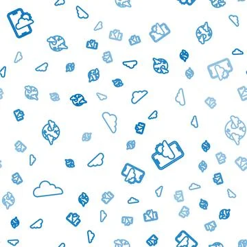 Set line Cloud, Weather forecast and Earth planet with clouds on seamless イラスト素材