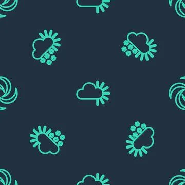 Set line Cloudy, with snow and Tornado on seamless pattern. Vector 스톡 일러스트