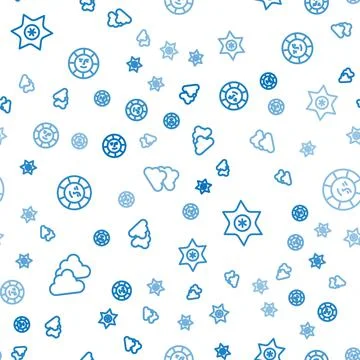 Set line Cloudy weather, Falling star and Sun on seamless pattern. Vector Illustrazione stock