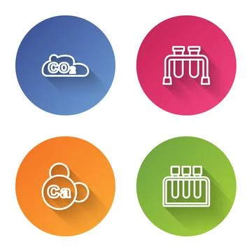 Set line CO2 emissions in cloud, Test tube, Mineral Ca Calcium and . Color ci イラスト素材