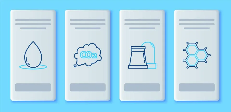 Set line CO2 emissions in cloud, Oil and gas industrial factory building, d.. Ilustración de archivo