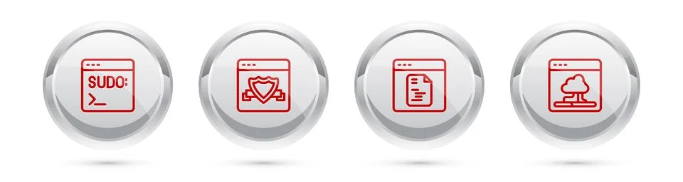 Set line Code terminal, Browser with shield, Software and Cloud technology data Stock Illustration