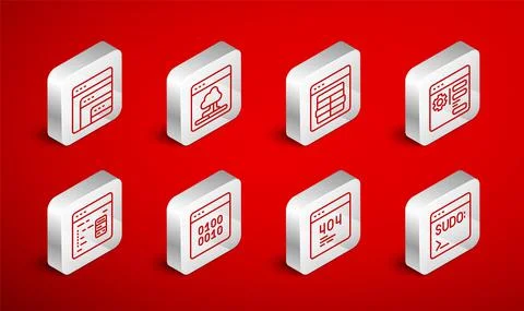 Set line Code terminal, Cloud technology data transfer, MySQL code, Browser Stock Illustration