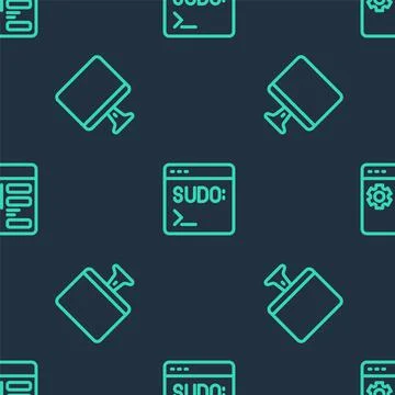 Set line Code terminal, Computer monitor screen and Browser setting on seamless Stock Illustration