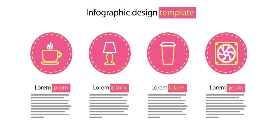 Set line Coffee cup, Computer cooler, Table lamp and icon. Vector 스톡 일러스트