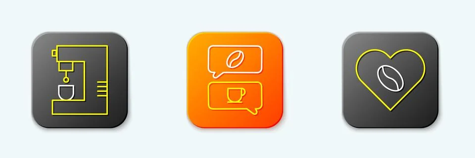 Set line Coffee machine, and conversation and Lovers icon. Vector Stock Illustration