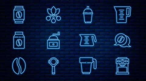 Set line Coffee machine, and conversation, cup to go, Manual coffee grinder.. Stock Illustration