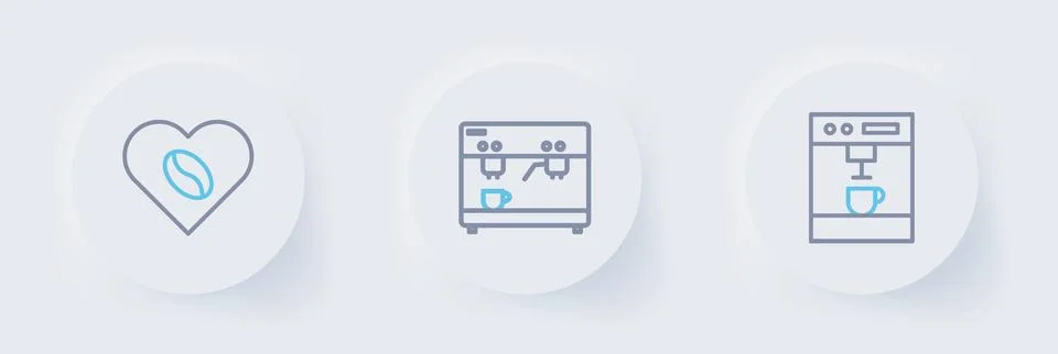 Set line Coffee machine,  and Lovers icon. Vector Stock Illustration