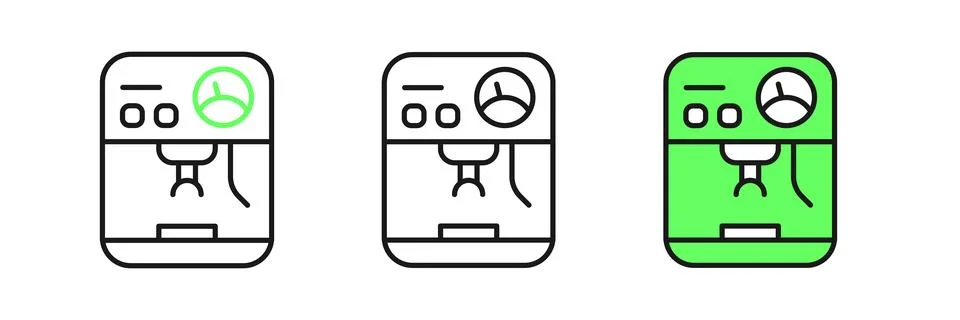 Set line Coffee machine icon isolated on white background.  Vector イラスト素材