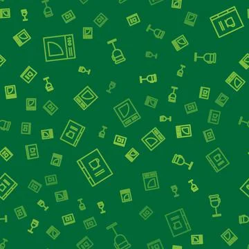 Set line Coffee paper filter, book and Irish coffee on seamless pattern. Vector Illustrazione stock