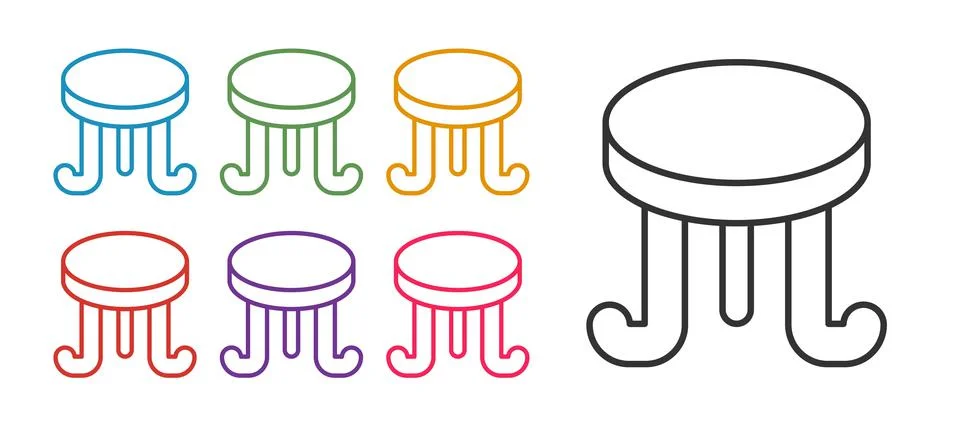 Set line Coffee table icon isolated on white background. Street cafe. Set ico Stock Illustration