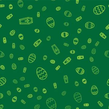 Set line Coffin, Easter egg and on seamless pattern. Vector イラスト素材