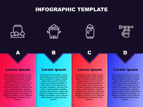 Set line Cold beer can, Ice bucket, Beer with foam and Signboard glass of Stock-Illustration