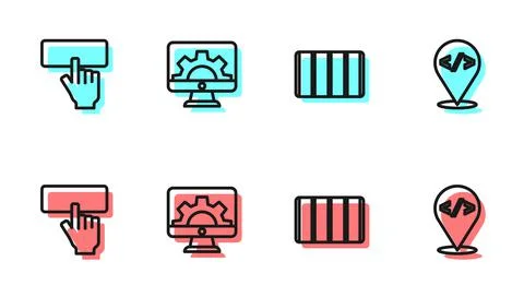 Set line Color palette guide, Keyboard, Web development and Front end icon Stock Illustration